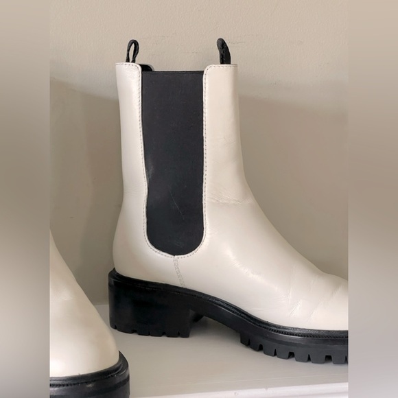 PAIGE Women’s Briana Lug Sole Leather Chelsea White Slip on Ankle Boots Size 8.5 - Picture 6 of 10